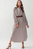 Striped & Belted Maxi Dress