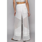 Contrast See Through Elastic Waist Knit Culottes Pants