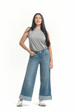Sustainable Roll Cuff Wide Leg Jean