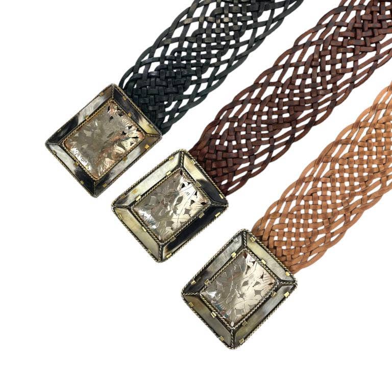 Handmade Leather Belt with Square Buckle – Odeon display picture 1