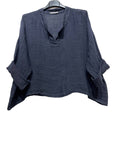 Linen V Neck Pullover Shirt