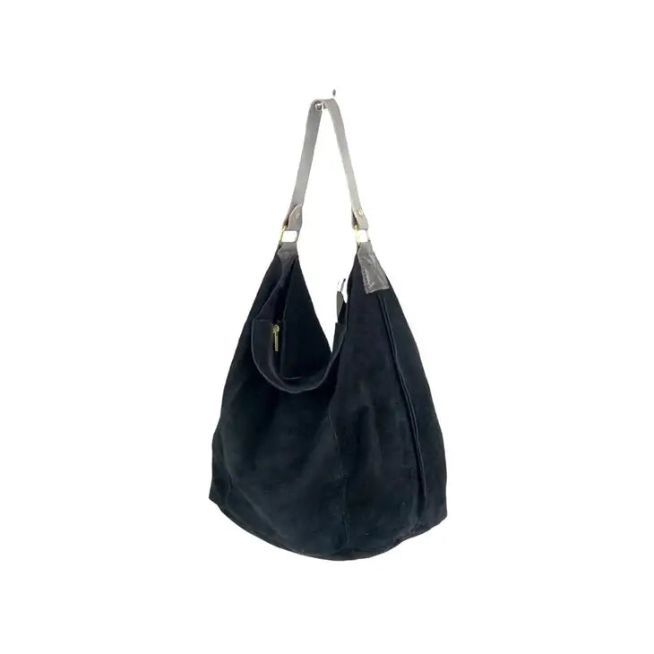 Large suede top hobo bag