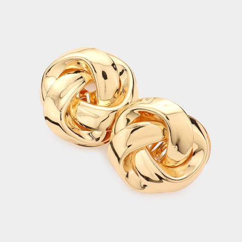 Twisted Knot Metal Clip On Earrings
