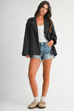 Oversized Raw Edge Knit Jacket in Black