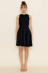 Crew Neck Flared Dress in Black