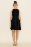 Crew Neck Flared Dress in Black