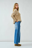 Oversized Washed Cable Cardigan in Taupe