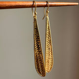 Gold Plated Bamboo Weave Shoulder Duster Earrings