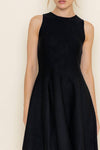 Crew Neck Flared Dress in Black