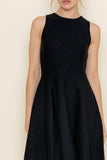 Crew Neck Flared Dress in Black