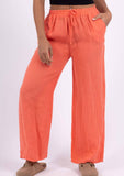 100% Linen Wide Leg Palazzo Pants in White