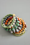 Jade, Jasper, Magnesite, Porcelain, Glass, & Brass Wrap Bracelet