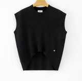 Boxy Knit Vest in Black