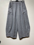 100% Linen Striped Trousers in Pink