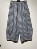 100% Linen Striped Trousers in Pink