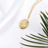 Stainless Steel Necklace with 18K Gold PVD Coated Textured Oval Locket