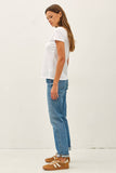 100% Cotton Garment Dyed Slub Tee in White