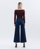 High Rise Dark Wash Ankle Wide Leg Jeans