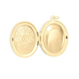 Stainless Steel Necklace with 18K Gold PVD Coated Textured Oval Locket