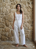 100% Linen Pants with Pockets in Camel