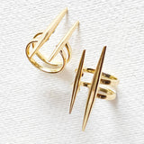 Solid Brass Handcrafted Double Spike Needle Adjustable Ring