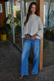 100% Cotton Cable Knit Sweater with 3/4 Sleeves in Ivory