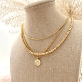 18K Gold Plated Over Stainless Steel Sunburst Sunrise Necklace