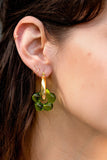 18K Gold Plated Lamp Work Glass Flower Hoop Earrings