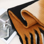 Gradient Tassel Scarf in Brown, Cream, and Black