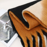 Gradient Tassel Scarf in Brown, Cream, and Black