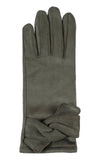 Texting Faux Suede Gloves with Flat Knot Trim in Black