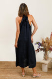 100% Linen Dress in Black