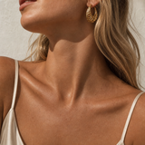 18K Gold Plated Brass Basket Hoop Earrings