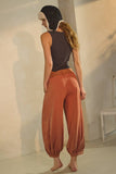 Acid Washed Capri Length Bubble Pants in Washed Rust