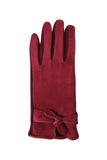 Texting Faux Suede Gloves with a Twist Bow Accent in Black