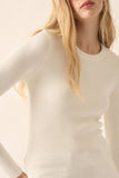 Shaper Fit Rib-Knit Long Sleeve in Black