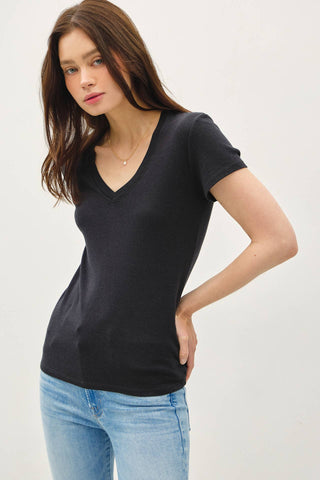 Classic V-Neck Slim Tee in Dark Charcoal