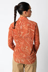 Mesh Blouse with Wave Print in Orange