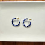 Cam Mini Hoop Earrings in Ocean Wave Blue