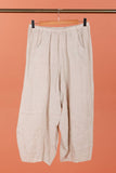 100% Linen Barrel Pants in Beige