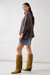 Oversized Washed Cable Sweater in Grey