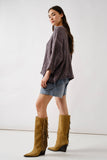 Oversized Washed Cable Sweater in Grey