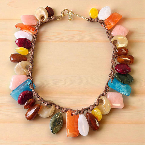 Multi-Color Resin Bead Necklace