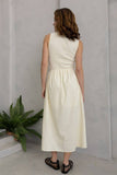 Sleeveless Smocked Midi Dress in Cream