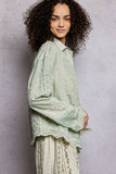 Embroidered Long Sleeve Blouse in Mint