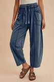 Mineral Wash Barrel Fit Utility Knit Pants in Midnight