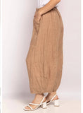 100% Linen Barrel Pants in White