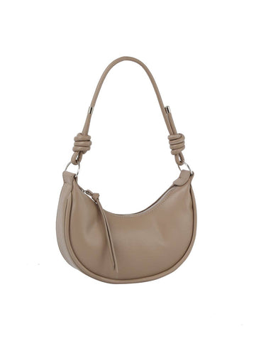 Knotted Detail Leather Shoulder Bag in Stone