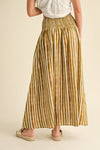 S4018   SMOCKING WAIST WITH FAKE BUTTON FRONT PRINT SKIRT: LEMON GRASS / S