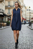 Zip Up Dress with Adjustable Bottom in Black
